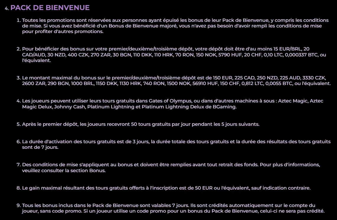 Conditions du Pack de bienvenue NoodleSpin avec dépôts minimums, tours gratuits et règles de mise