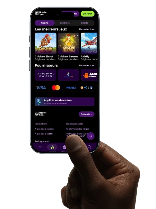 Application mobile NoodleSpin affichée sur un smartphone