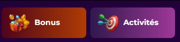 Sections Bonuses et Activities du menu NoodleSpin